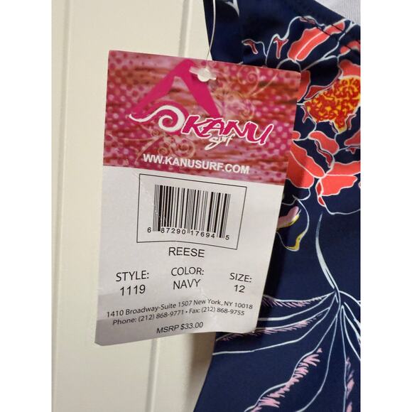 Kanu Surf Girls UPF 50 Beach Sport Criss-Cross One Piece Swimsuit, Reese Navy 12 - Picture 6 of 6